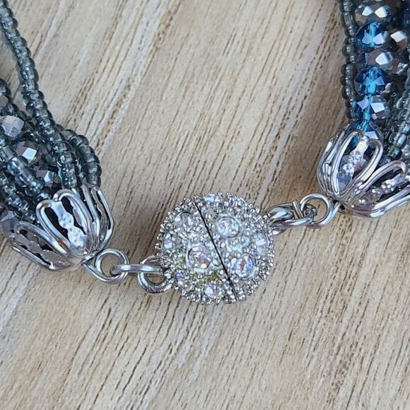 🩵Premier "Seaside" Teal & Gray Multistrand Beaded Magnetic Bracelet - Picture 5 of 11